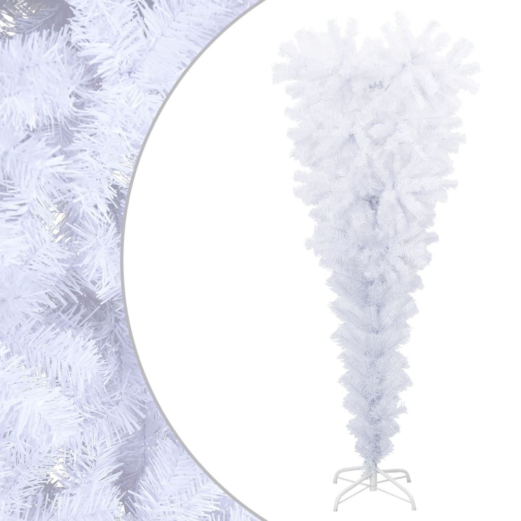 vidaXL kunstigt omvendt juletræ med juletræsfod 120 cm hvid