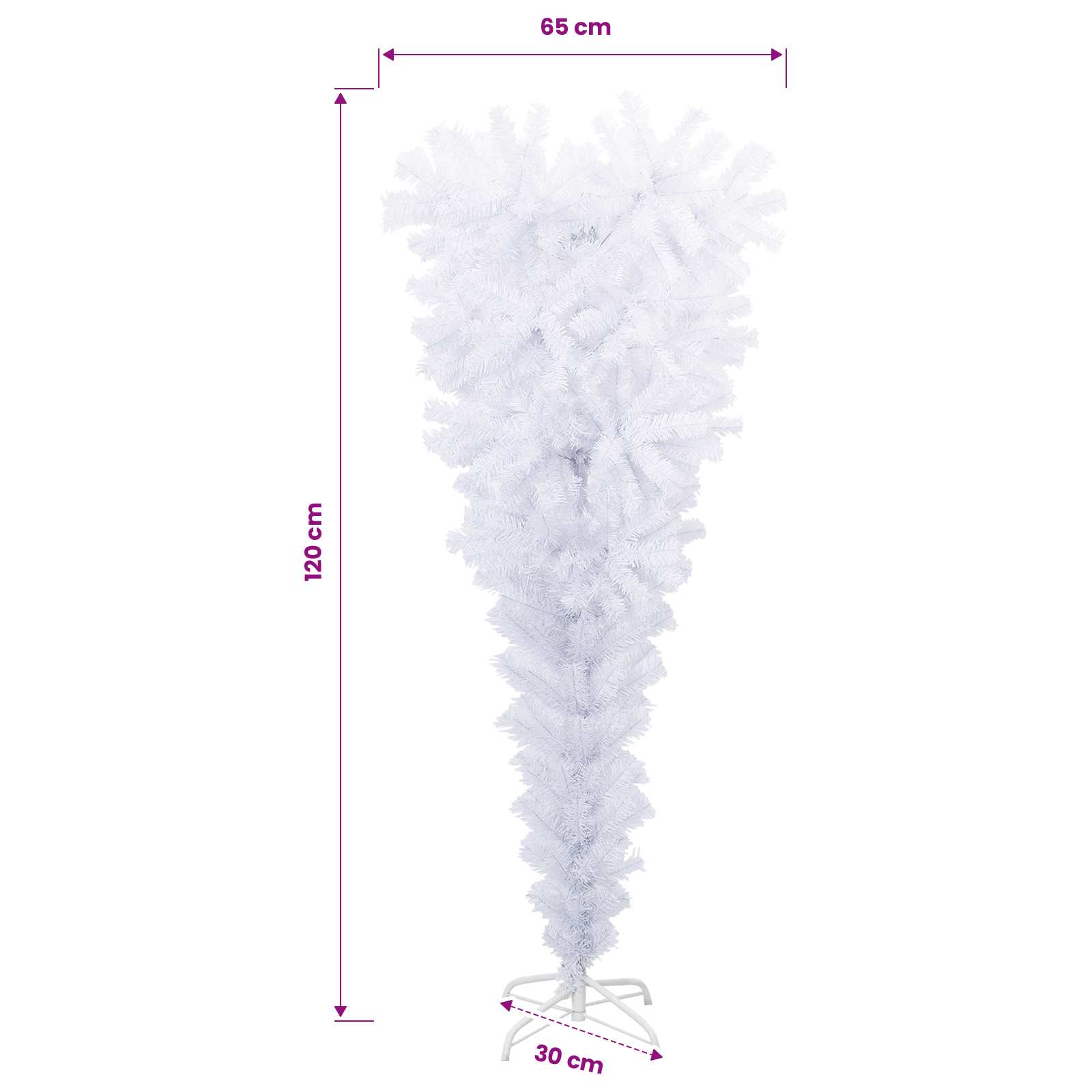 vidaXL Künstlicher Weihnachtsbaum, verkehrt herum PVC, steel Weiß – Bild 7