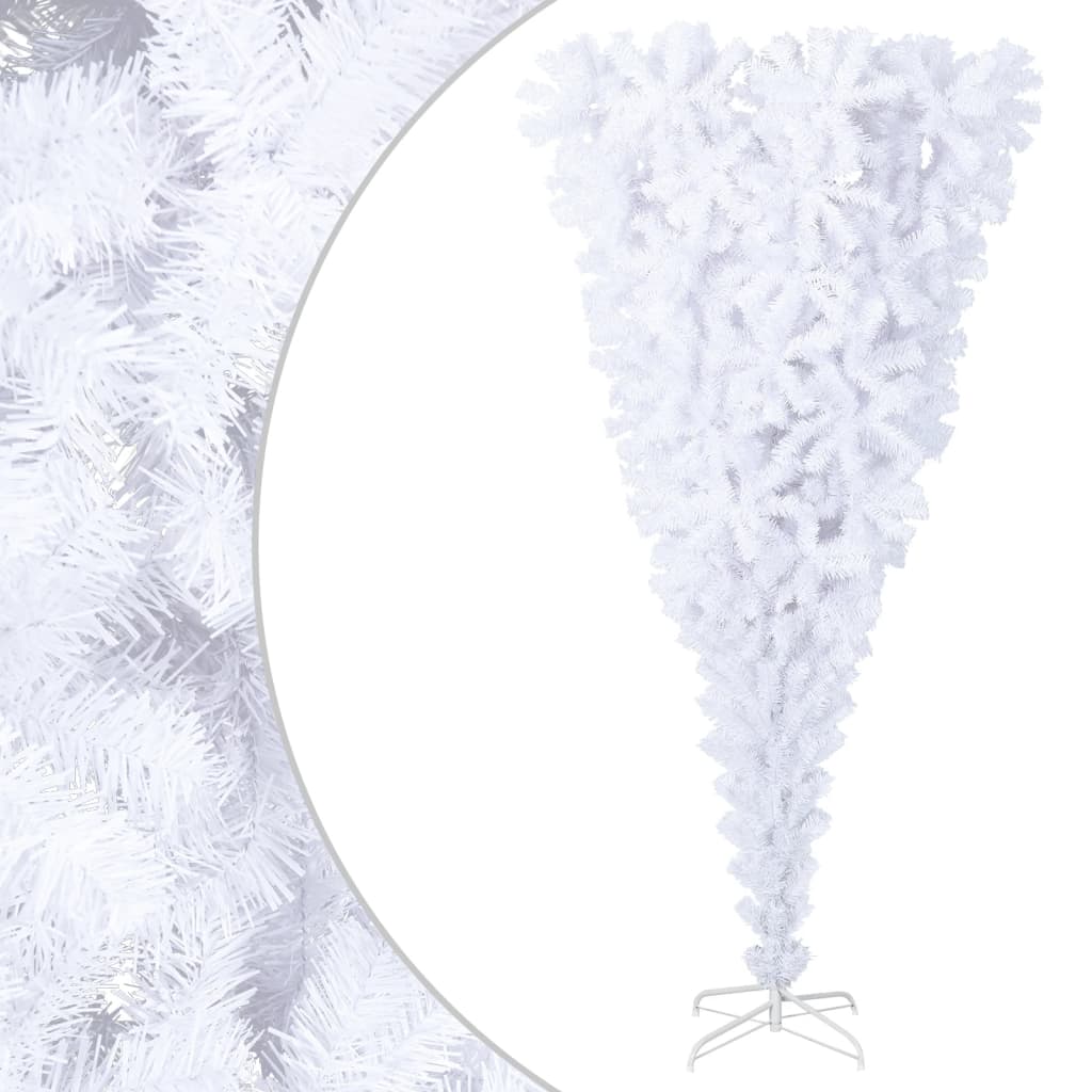 vidaXL kunstigt omvendt juletræ med juletræsfod 210 cm hvid
