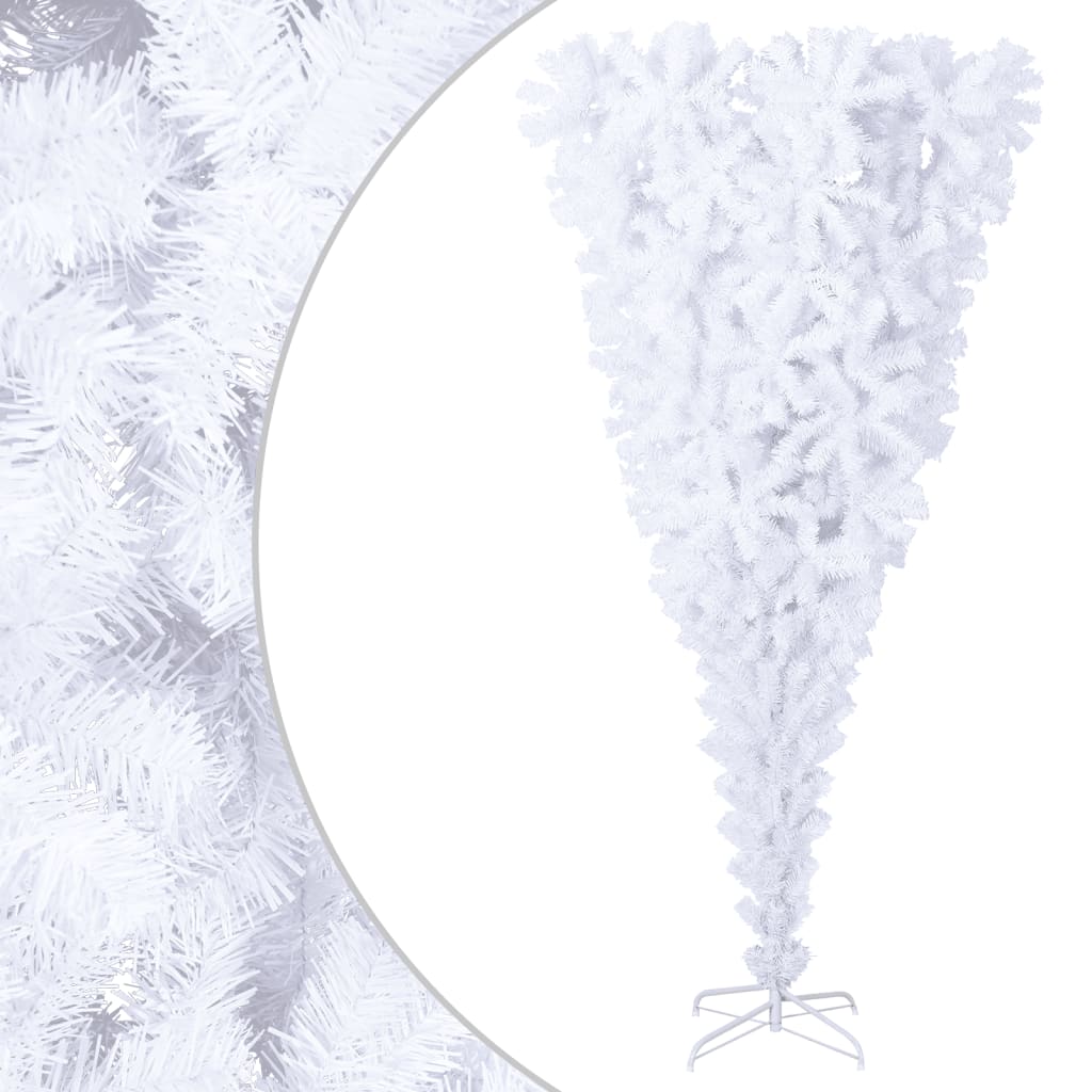 Obrácený umělý vánoční stromek se stojanem bílý 240 cm