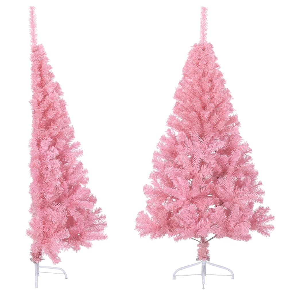 Petrashop  Umělý poloviční vánoční stromek se stojanem růžový 120 cm PVC