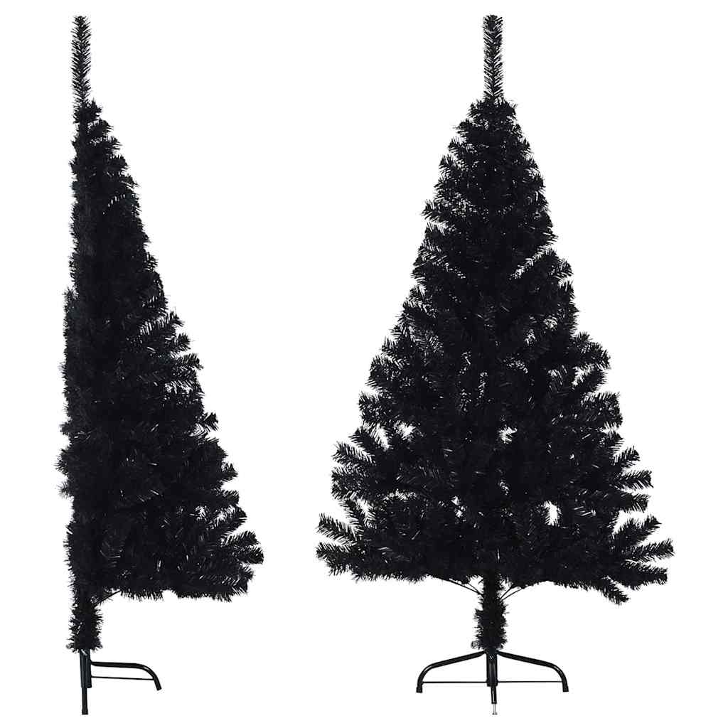 vidaXL Umělý poloviční vánoční stromek se stojanem černý 120 cm PVC