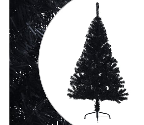 vidaXL Artificial Half Christmas Tree with Stand Black 120 cm PVC