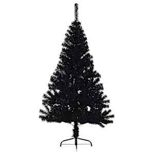 Umělý poloviční vánoční stromek se stojanem černý 120 cm PVC - obrázek 3