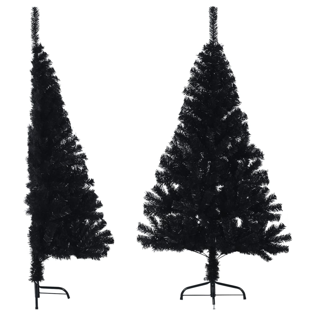 vidaXL kunstigt halvt juletræ med juletræsfod 120 cm PVC sort