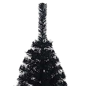 Umělý poloviční vánoční stromek se stojanem černý 150 cm PVC - obrázek 7