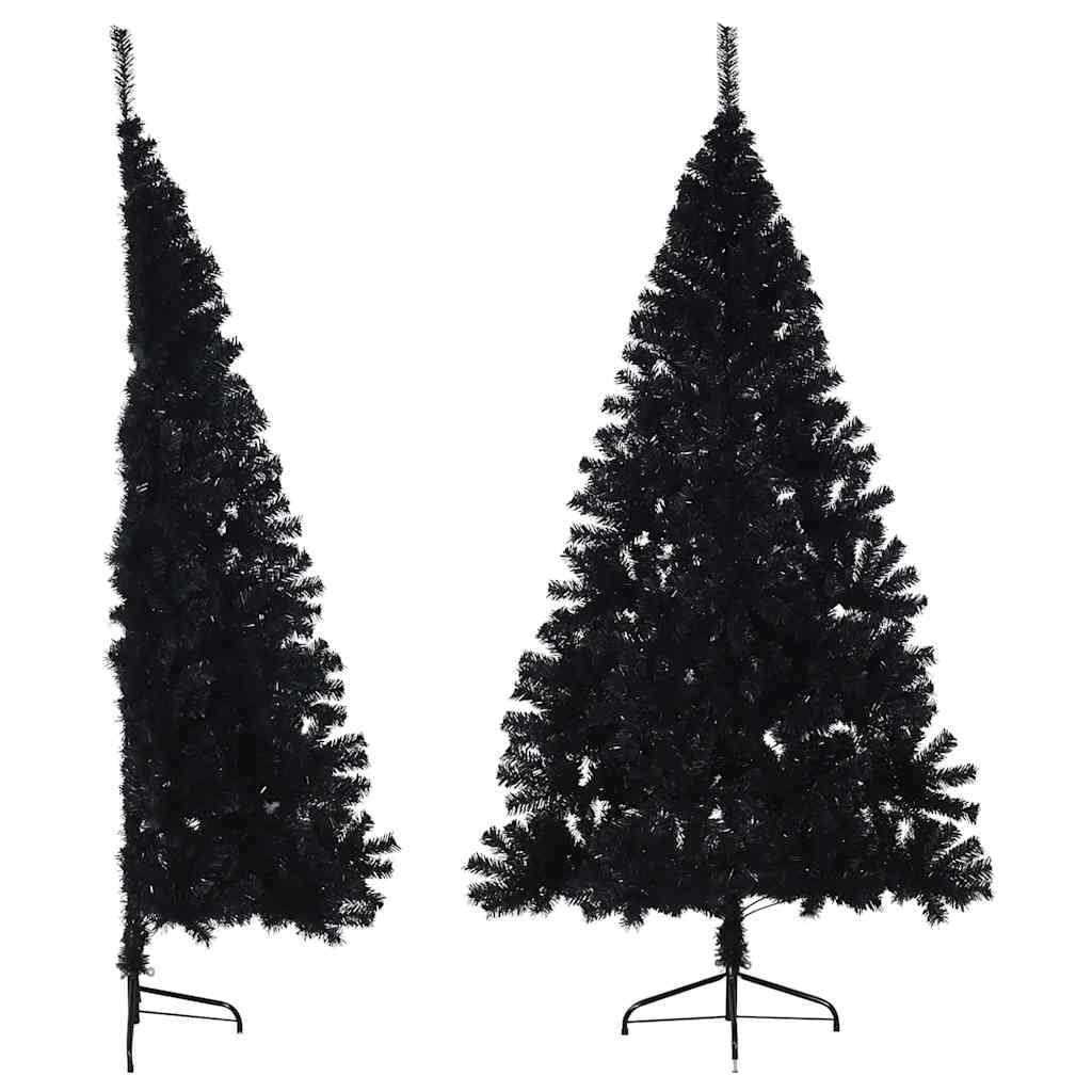 E-shop vidaXL Umelý vianočný polovičný stromček s podstavcom čierny 180cm PVC