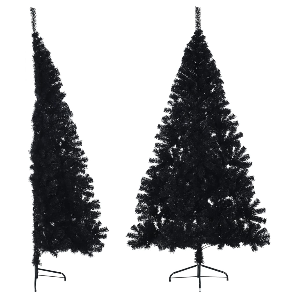 

vidaXL Artificial Half Christmas Tree with Stand Black 7 ft PVC