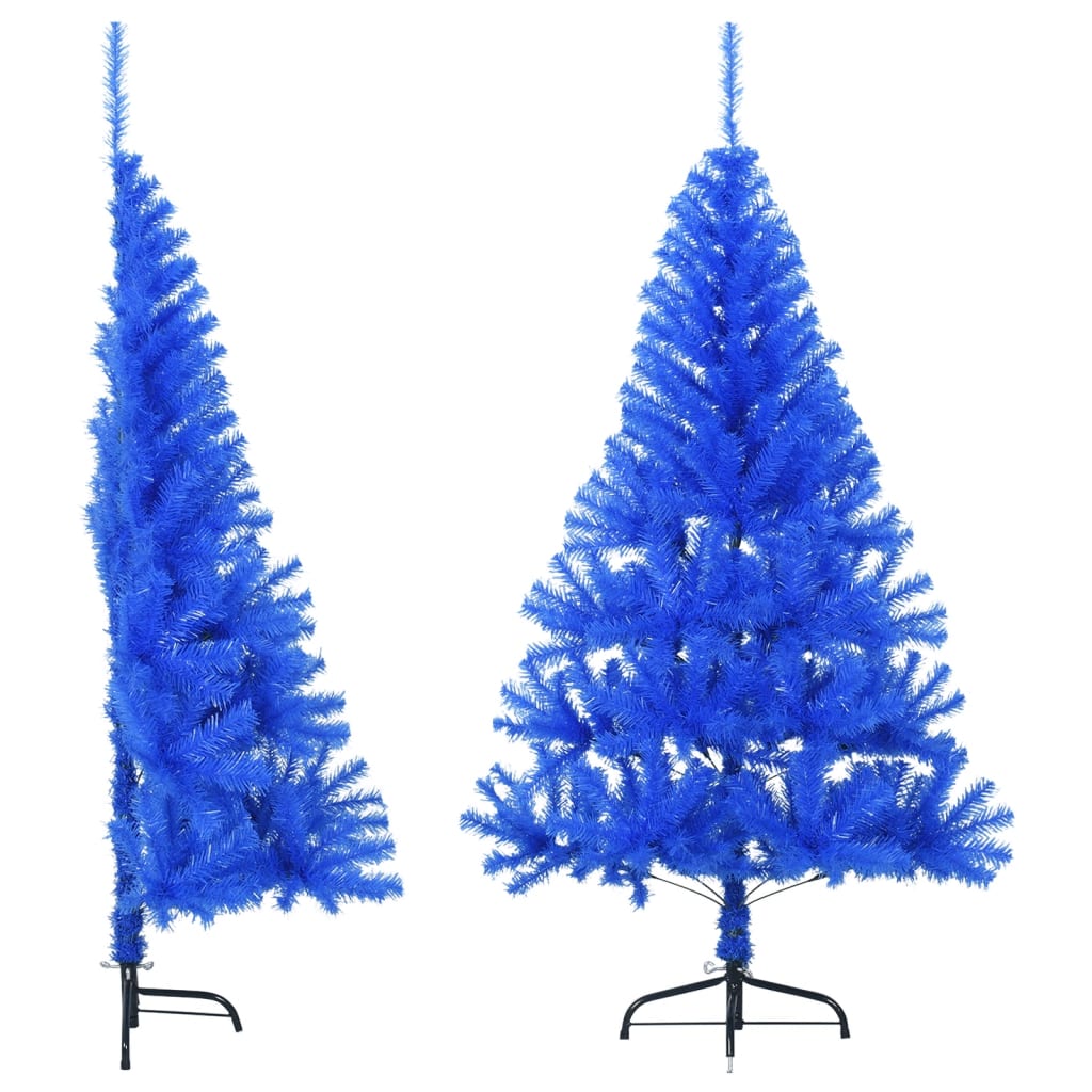 vidaXL kunstigt halvt juletræ med juletræsfod 120 cm PVC blå
