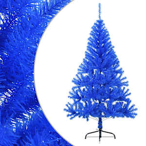 Umělý poloviční vánoční stromek se stojanem modrý 150 cm PVC - obrázek 2