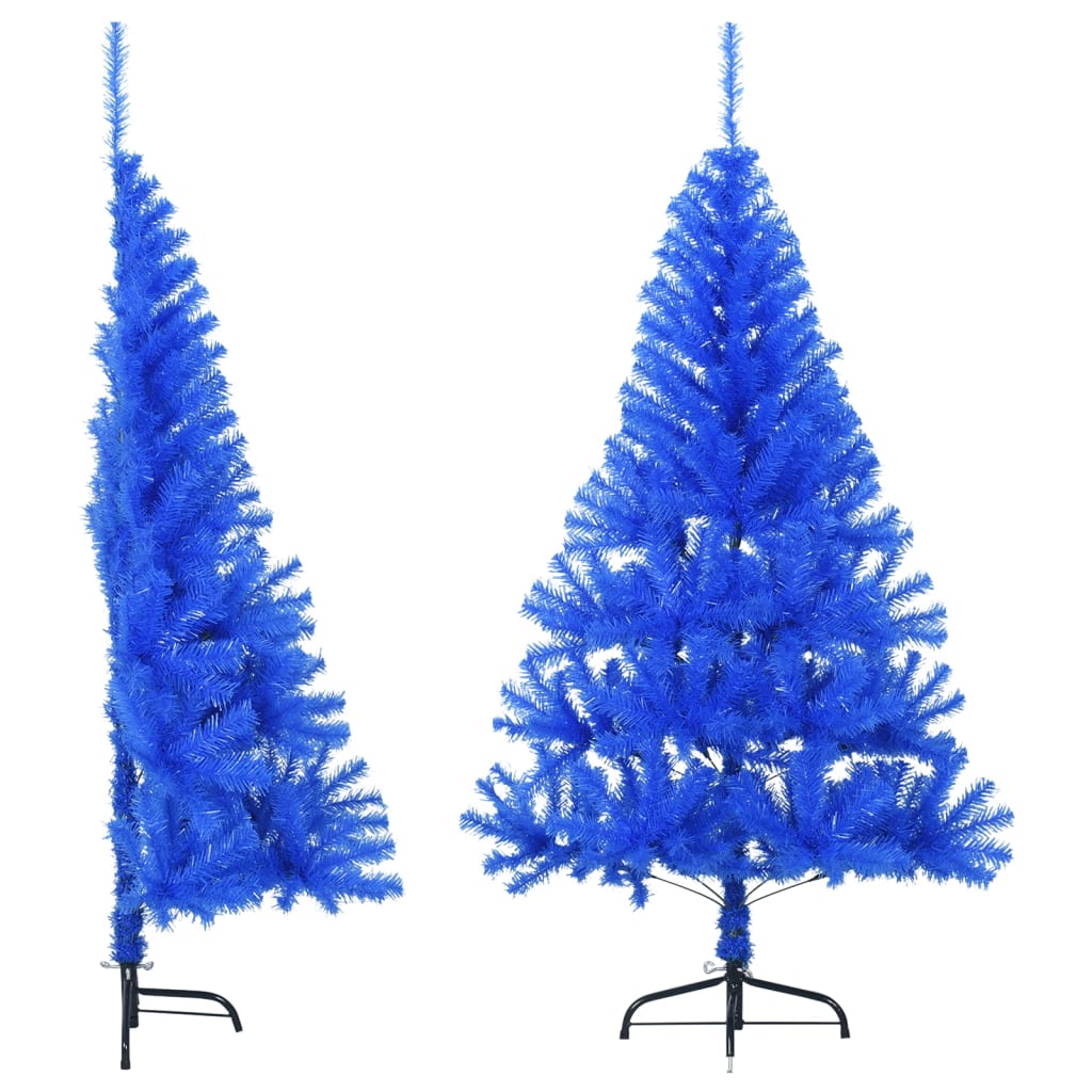 vidaXL Jumătate de brad de Crăciun cu suport, albastru, 150 cm, PVC