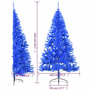 Umělý poloviční vánoční stromek se stojanem modrý 210 cm PVC - obrázek 9