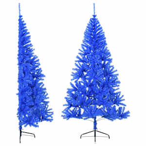 Umělý poloviční vánoční stromek se stojanem modrý 240 cm PVC - obrázek 1