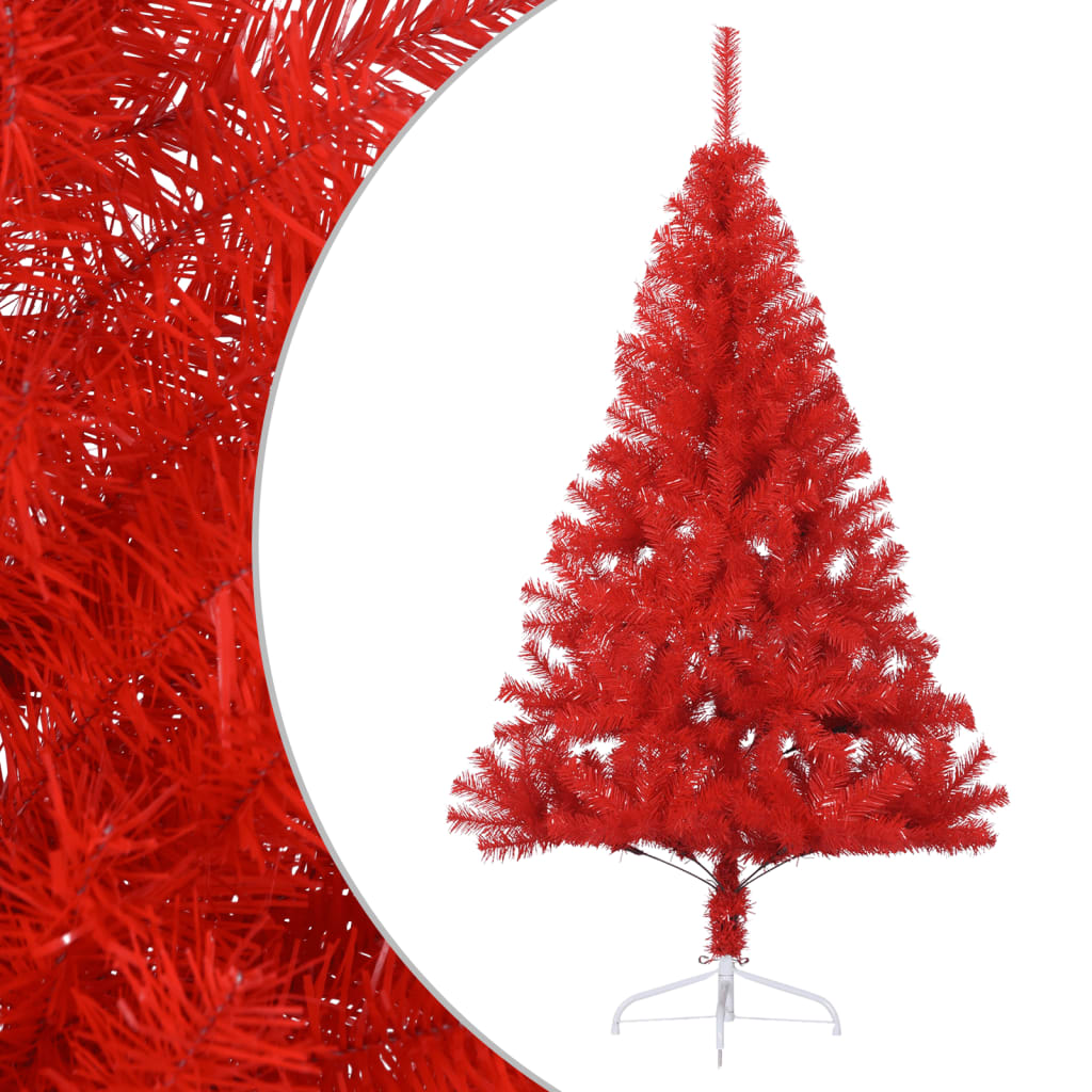 vidaXL Kunstkerstboom met standaard half 150 cm PVC rood