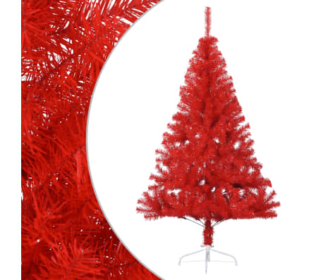 vidaXL Demi sapin de Noël artificiel avec support Rouge 150 cm PVC