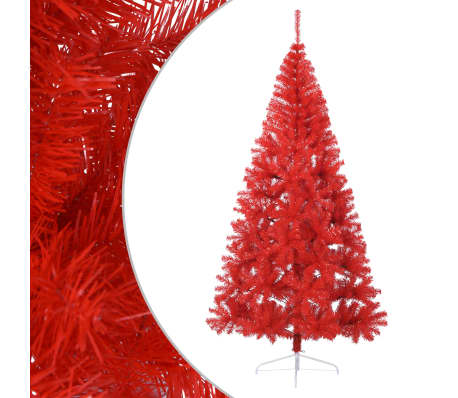 vidaXL Artificial Half Christmas Tree with Stand Red 210 cm PVC