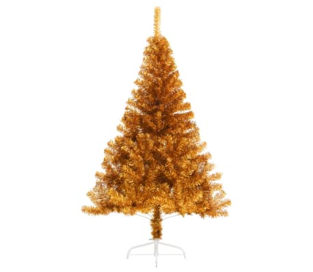 vidaXL Medio árbol de Navidad artificial con soporte PET dorado 120 cm
