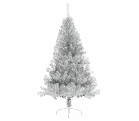 vidaXL K&uuml;nstlicher Halb-Weihnachtsbaum mit St&auml;nder Silber 120 cm PET