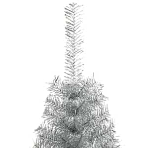Umělý poloviční vánoční stromek se stojanem stříbrný 150 cm PET - obrázek 4