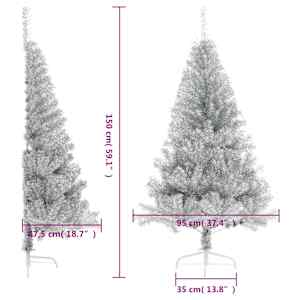 Umělý poloviční vánoční stromek se stojanem stříbrný 150 cm PET - obrázek 8