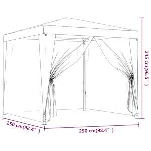 Party stan se 4 síťovanými bočnicemi antracitový 2,5x2,5 m HDPE - obrázek 7