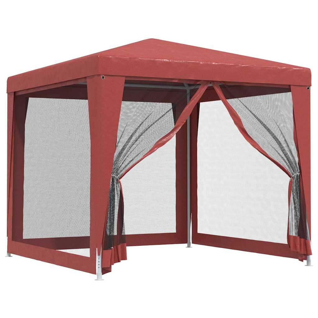 vidaXL Party stan se 4 síťovanými bočnicemi červený 2,5 x 2,5 m HDPE