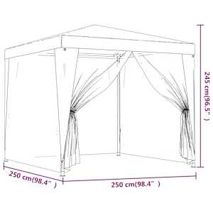 Party stan se 4 síťovanými bočnicemi červený 2,5 x 2,5 m HDPE - obrázek 7