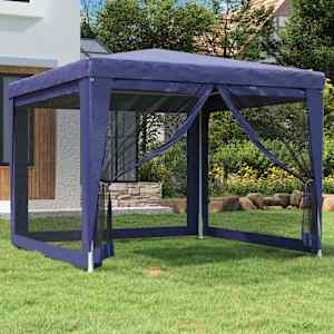 Party stan se 4 síťovanými bočnicemi modrý 3 x 3 m HDPE - obrázek 1