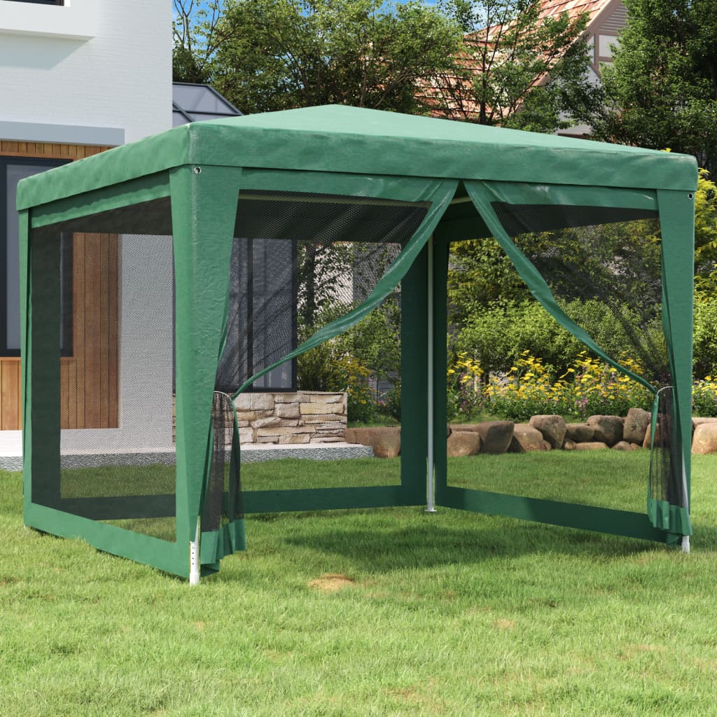 vidaXL Cort de petrecere cu 4 pereți din plasă, verde, 3x3 m, HDPE