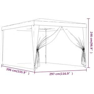Party stan se 4 síťovanými bočnicemi zelený 3 x 4 m HDPE - obrázek 7