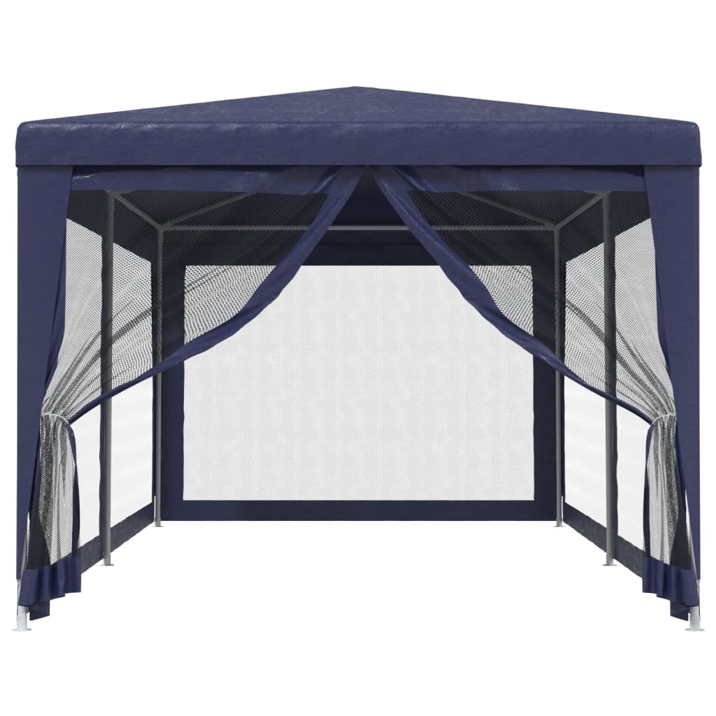 vidaXL Párty stan so 6 sieťkovanými bočnými stenami modrý 3x6 m HDPE