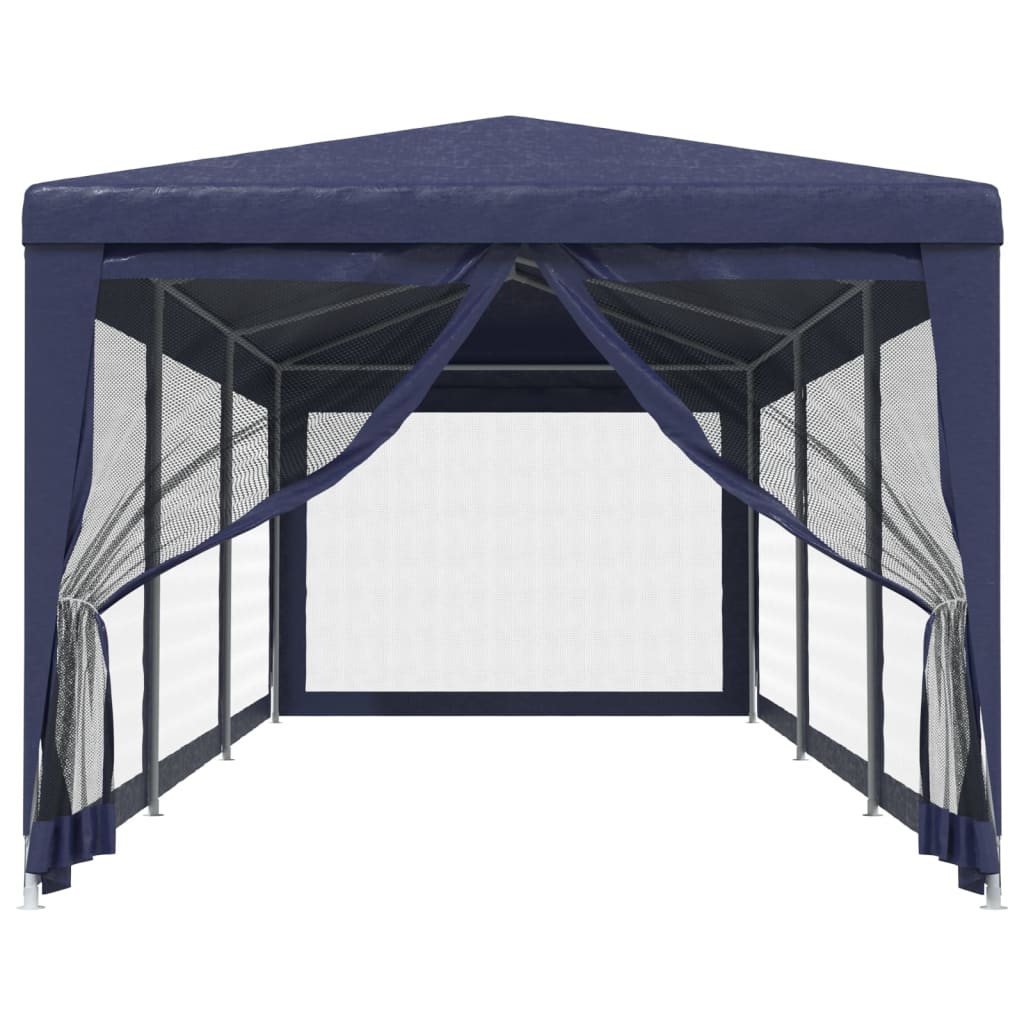 vidaXL Partytent met 8 mesh zijwanden 3x9 m HDPE blauw