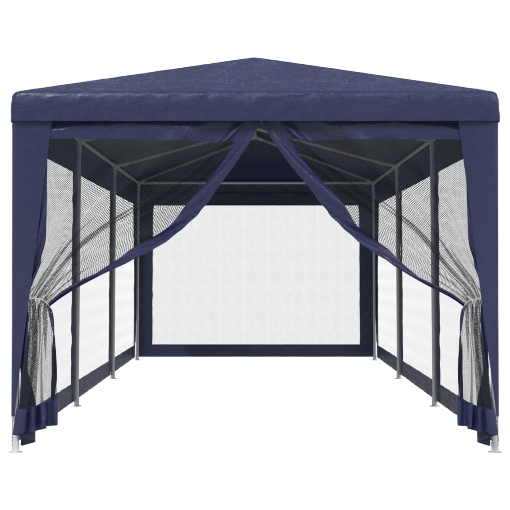 vidaXL kék HDPE rendezvénysátor 8 hálós oldalfallal 3x9 m