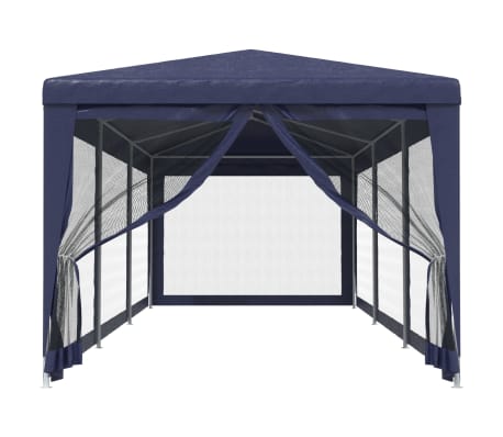 vidaXL Partytent met 8 mesh zijwanden 3x9 m HDPE blauw