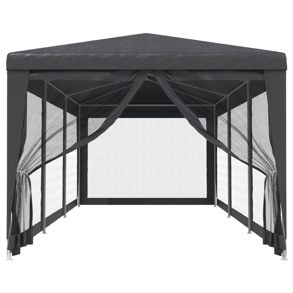 vidaXL Partytent met 8 mesh zijwanden 3x9 m HDPE antracietkleurig afbeelding