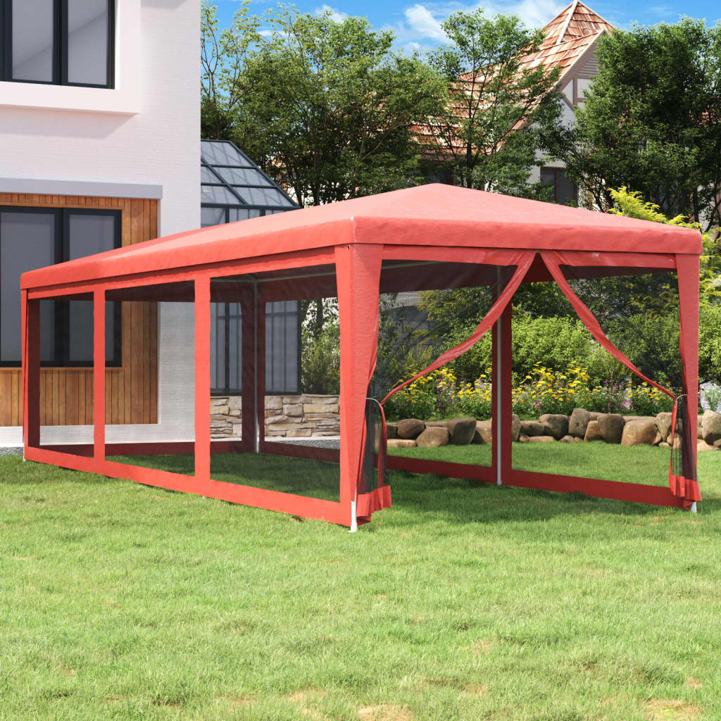 vida XL Partyzelt mit 8 Mesh-Seitenwänden Rot 3x 9 m Hdpe