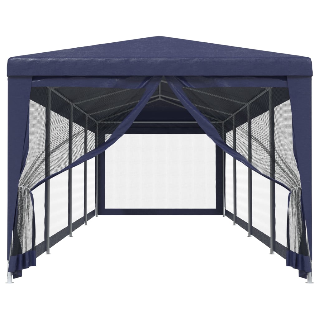 vidaXL Partytent met 10 mesh zijwanden 3x12 m HDPE blauw