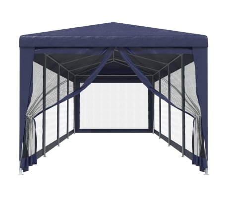 vidaXL Partytent met 10 mesh zijwanden 3x12 m HDPE blauw