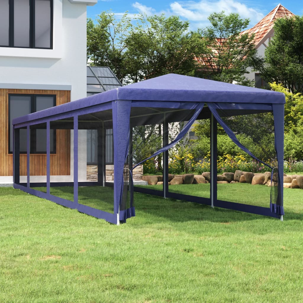 vidaXL Partyzelt mit 10 Mesh-Seitenwänden Blau 3x12 m HDPE