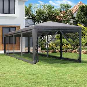 Vrtni šotor z 10 mrežastimi stranicami antracit 3x12 m HDPE