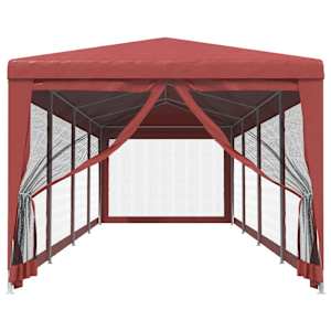 vidaXL Partytent met 10 mesh zijwanden 3x12 m HDPE rood