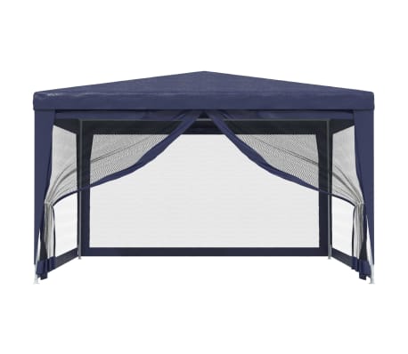 vidaXL Tente de f&ecirc;te avec 4 parois lat&eacute;rales en maille Bleu 4x4 m PEHD