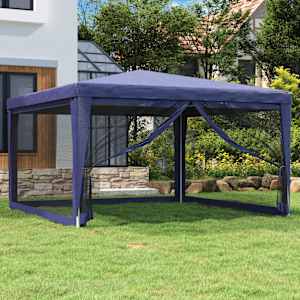 Party stan se 4 síťovanými bočnicemi modrý 4 x 4 m HDPE - obrázek 1