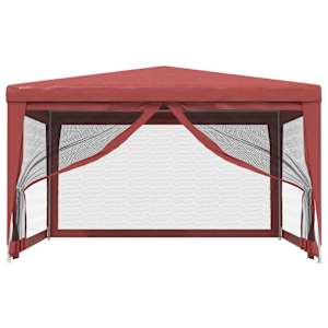 vidaXL Festtelt med 4 sidevegger av netting r&oslash;d 4x4 m HDPE