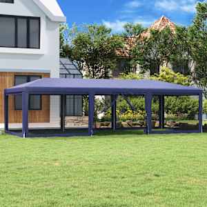 Party stan s 8 síťovanými bočnicemi modrý 9 x 4 m HDPE - obrázek 1