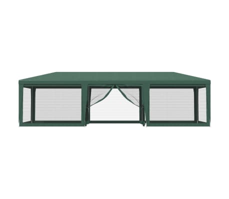 vidaXL Party Tent with 8 Mesh Sidewalls Green 29.5'x13.1' HDPE
