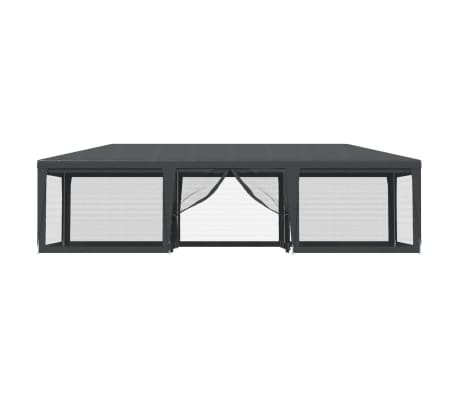 vidaXL Party Tent with 8 Mesh Sidewalls Anthracite 9x4 m HDPE
