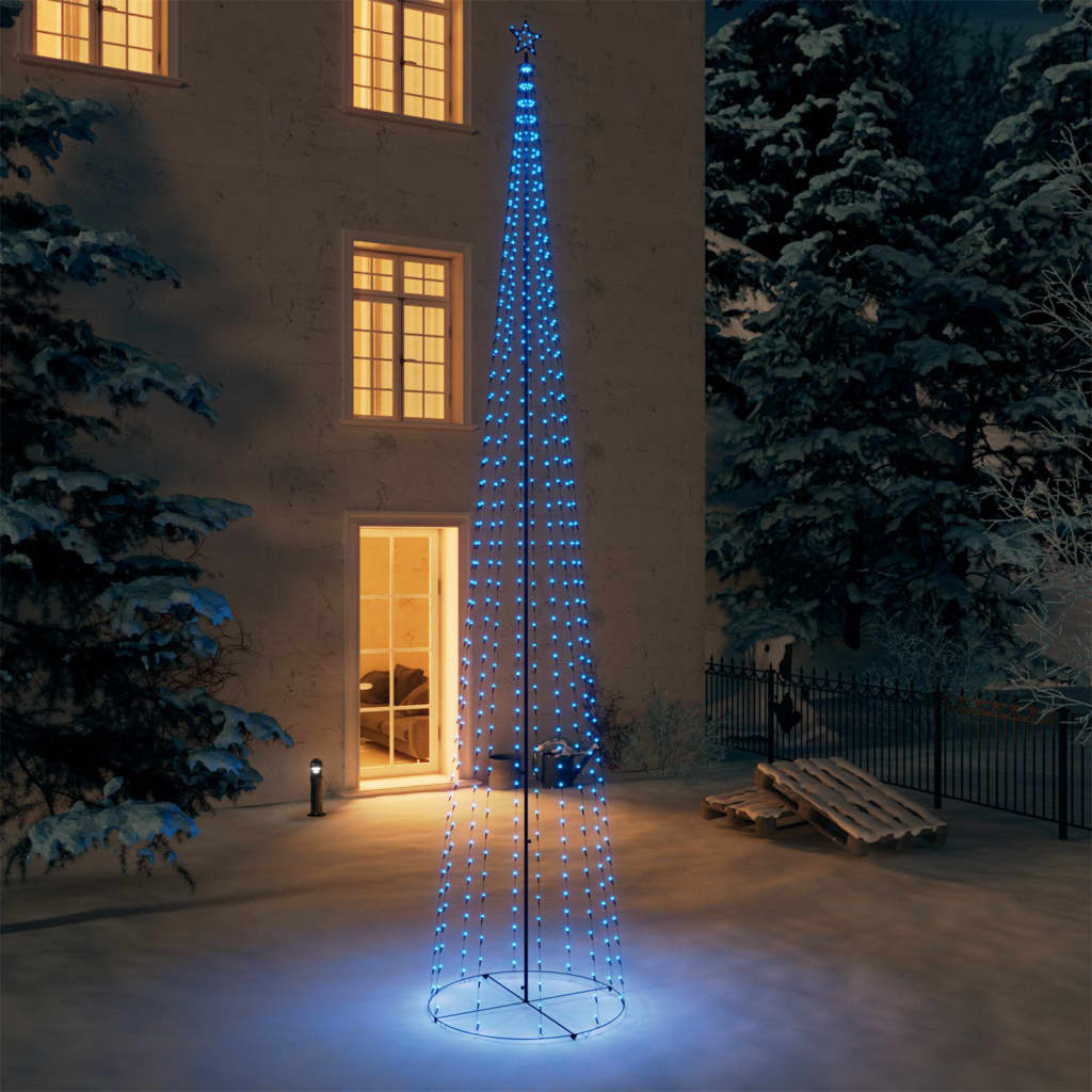 Christmas Cone Tree Blue Powder-Coated Steel, Copper, P...