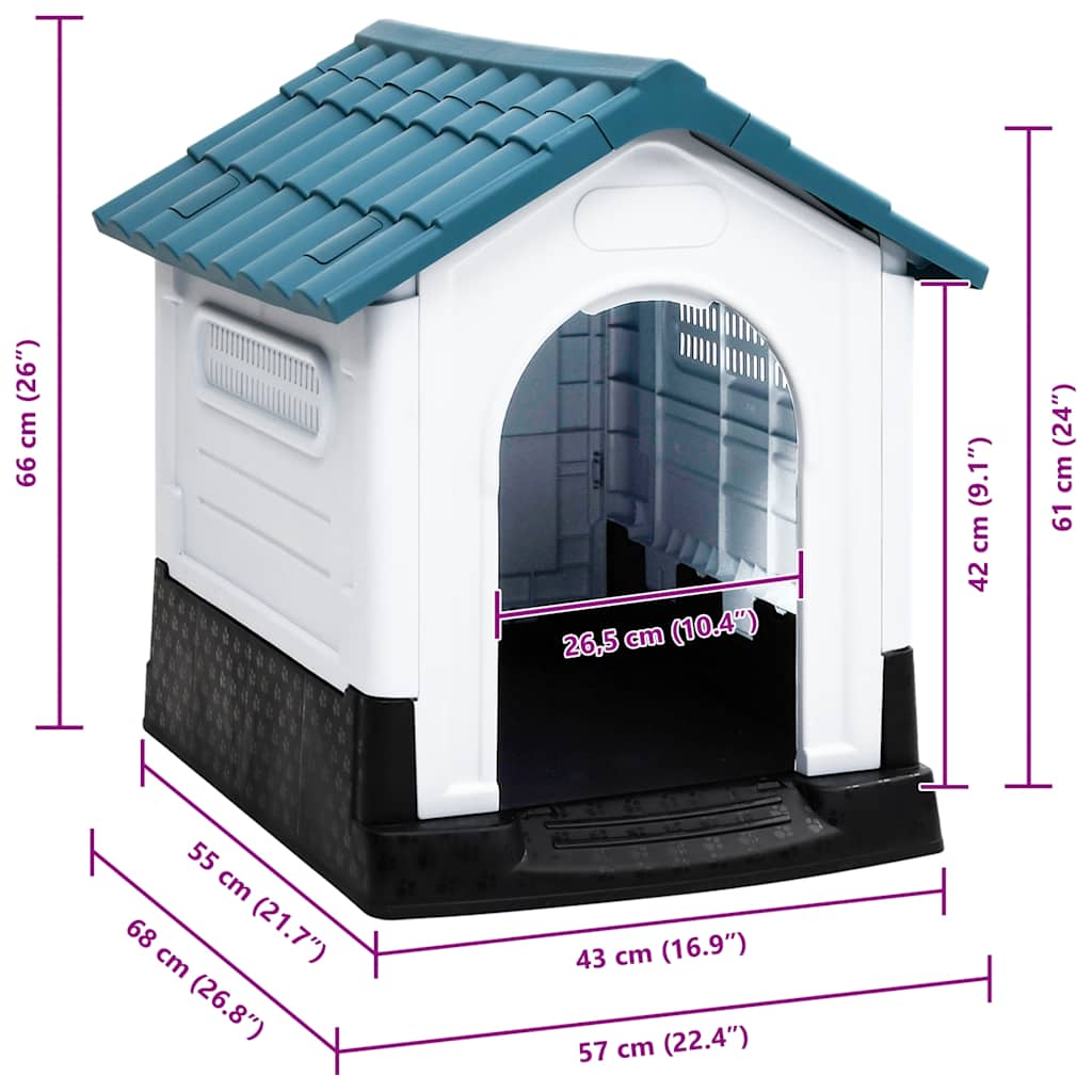 Niche Pour Chien Bleu 57x68x66 Cm Polypropylène VidaXL 17 width=274