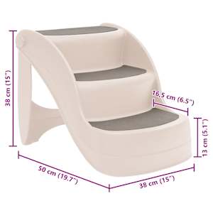 Skládací 3stupňové schůdky pro psy krémové 50x38x38 cm plast - obrázek 9